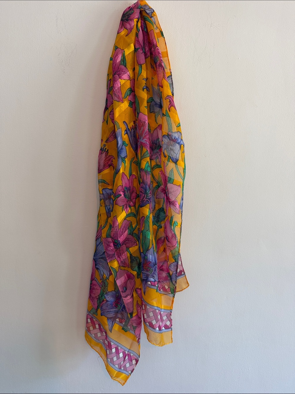 Berkshire Yellow Scarf with Pink & Purple Floral Print